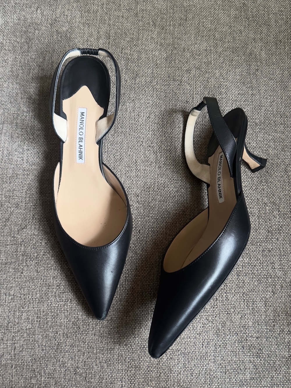 Manolo Blahnik Carolyn black leather heels